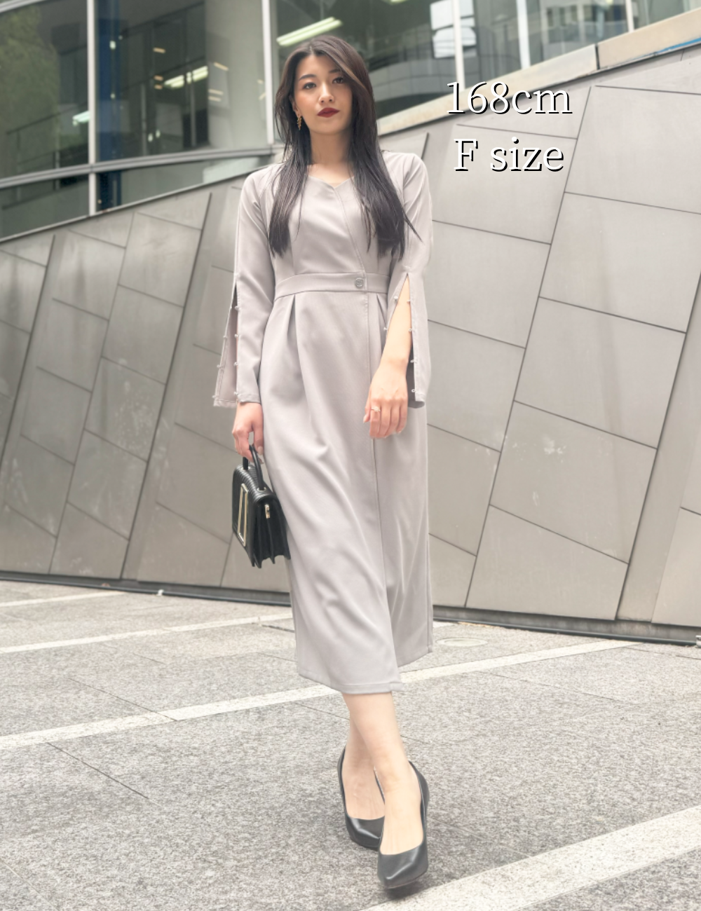 SERPENTINA セルペンティナスリットネックワンピースブラックL