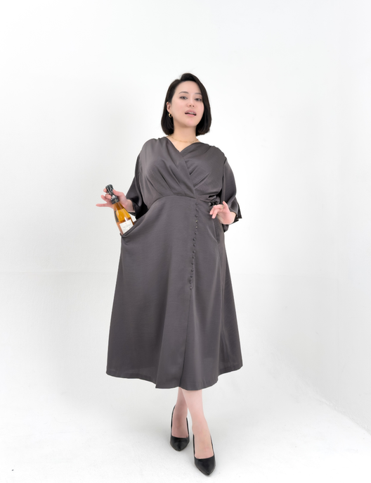 カシュクールサテンワンピ