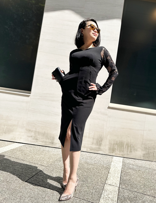 SERPENTINA レーシーベルスリーブワンピ L ブラック 元鈴木さん SERPENTINA レーシーベルスリーブワンピ L ブラック 元鈴木さん