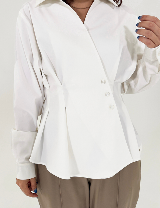 【日本製生地】撥水ストレッチカシュクールシャツ