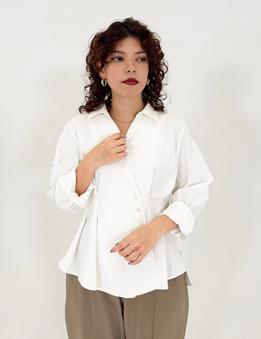 【日本製生地】撥水ストレッチカシュクールシャツ