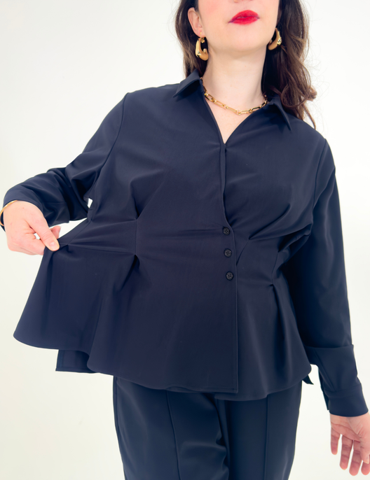 【日本製生地】撥水ストレッチカシュクールシャツ