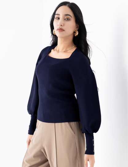 首延長ビショップスリーブニット