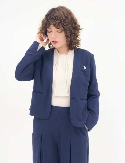 SERPENTINA 【ストレッチブリーズ生地】【セットアップ可能】パートナージャケット ネイビー 正面 モデル着用