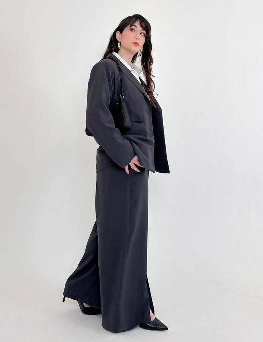 SERPENTINA 【日本製生地】撥水オーバーパートナージャケット【セットアップ可能】 グレー 横 モデル着用