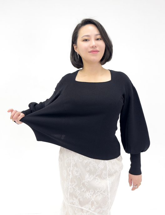 首延長ビショップスリーブニット