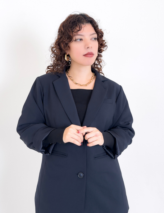 SERPENTINA 【日本製生地】撥水オーバーパートナージャケット【セットアップ可能】 ネイビー 正面 モデル着用