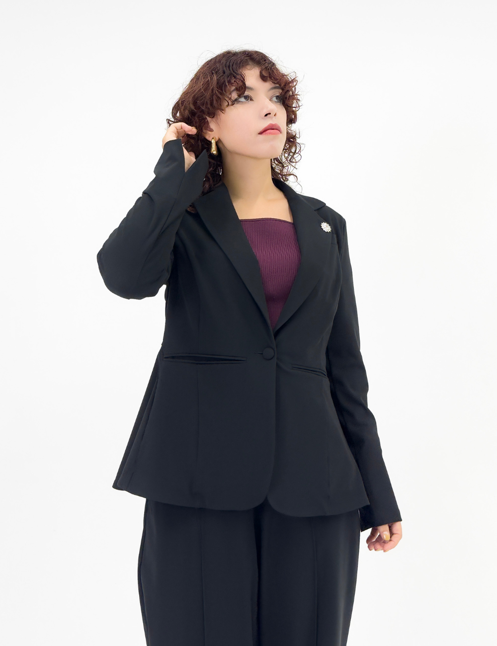 セルペンティナ　パートナージャケット　カラーレスジャケット　ブラック　Mサイズ セルペンティナ パートナージャケット カラーレスジャケット