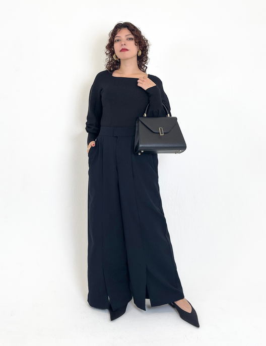 SERPENTINA 【日本製生地】撥水センターベンツパンツ【セットアップ可能】 ネイビー 正面 モデル着用