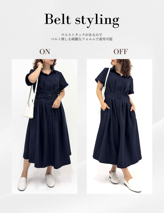 ウエストタックシャツワンピ