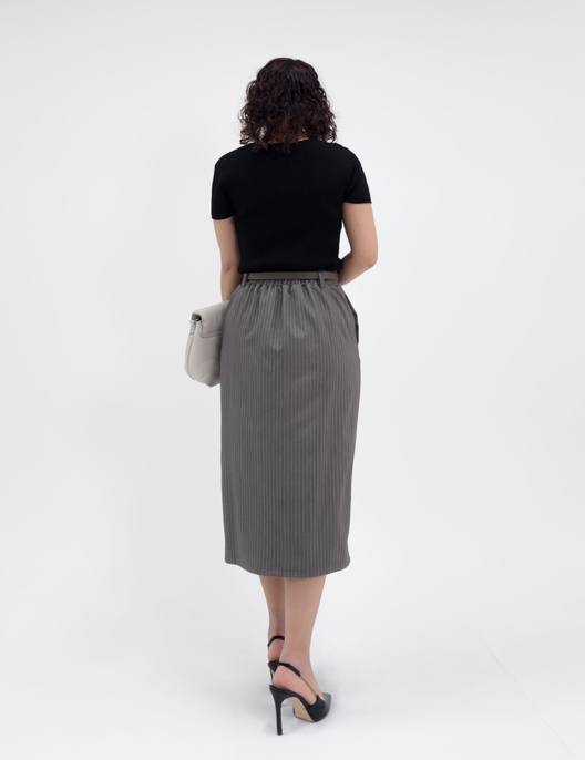 【なお】SERPENTINA 総レーススカート ブラック×グレー ストライプラップライクスカート｜SERPENTINA – SERPENTINA ONLINE STORE