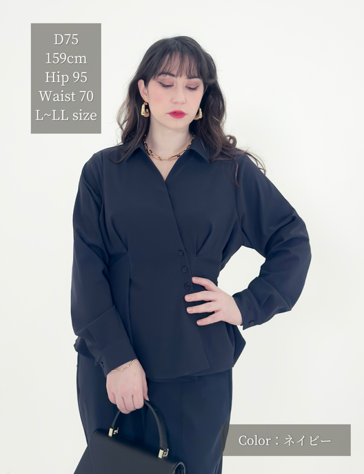 【日本製生地】撥水ストレッチカシュクールシャツ