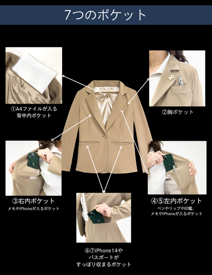 SERPENTINA 【日本製生地】【セットアップ可能】撥水パートナージャケット ベージュ 機能説明
