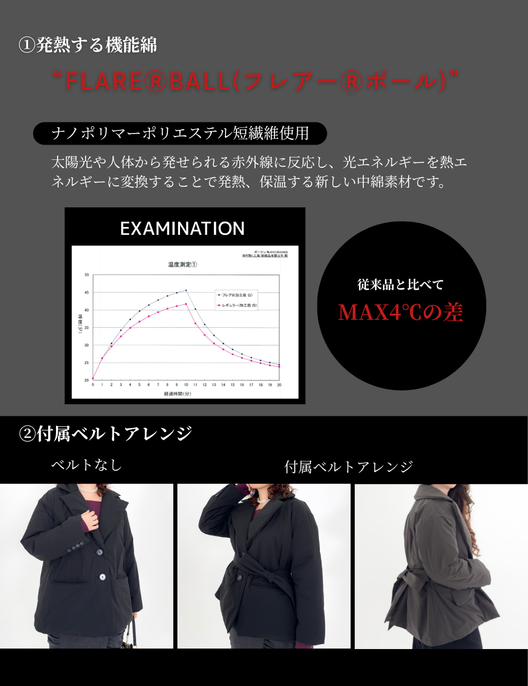 【FLAREⓇBALL】ヒートステッチレスコート【ウォッシャブル】